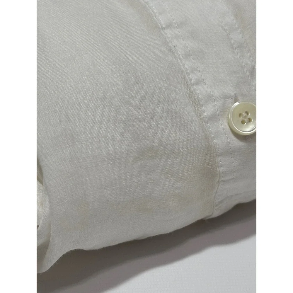 Banana Republic White Mandarin Collar Button Front Sheer Blouse Top Women's Sz S - Picture 9 of 9